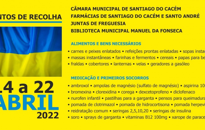 Santiago do Cacém promove campanha solidária com a Ucrânia