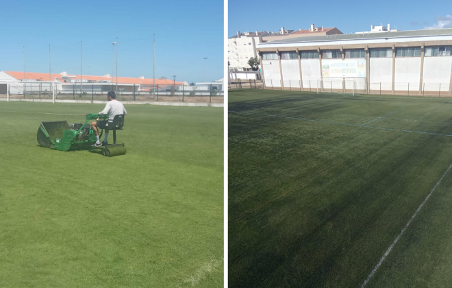 Município de Sines faz manutenção dos relvados do Estádio Municipal