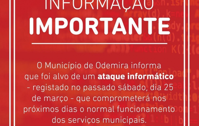 Câmara de Odemira alvo de ciberataque que afetará serviços nos "próximos dias"