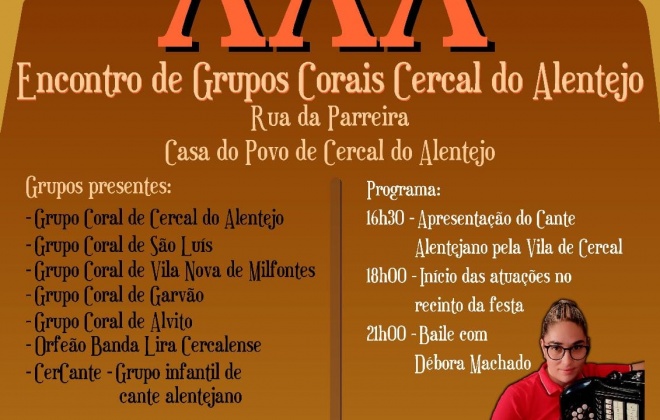 Casa do Povo de Cercal do Alentejo promove Encontro de Grupos Corais no sábado