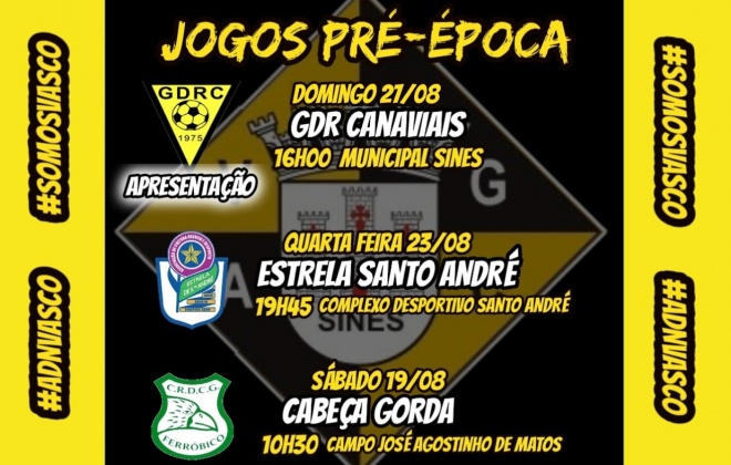 Vasco da Gama de Sines divulga programa de jogos da pré-temporada