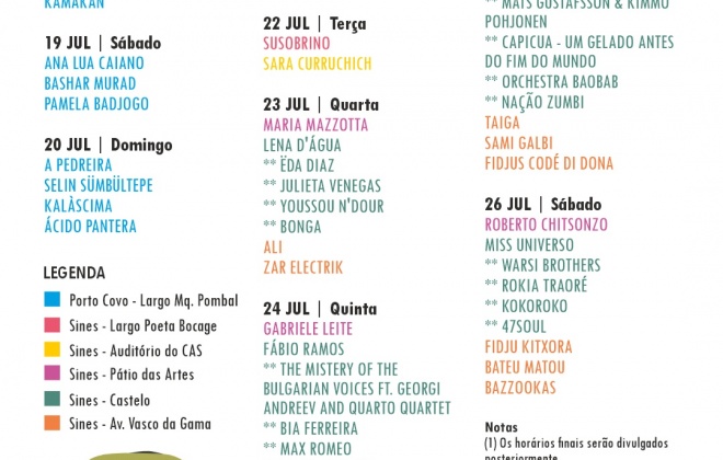 Festival Músicas do Mundo regressa a Porto Covo e Sines de 18 a 26 de julho