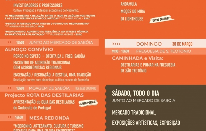 Aldeia de Sabóia recebe nos dias 29 e 30 de março mais uma edição do Festival do Medronho do SW