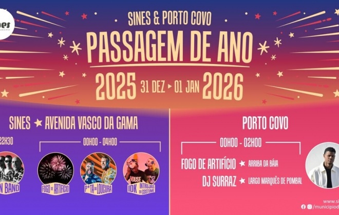 Sines e Porto Covo entram em 2026 com música e fogo de artifício (com áudio)