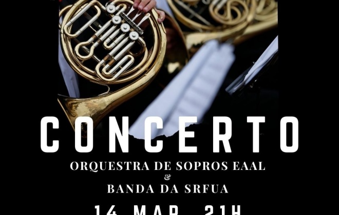 Orquestra de sopros da EAAL e a Banda da SFRUA realizam um concerto neste sábado em Santiago do Cacém